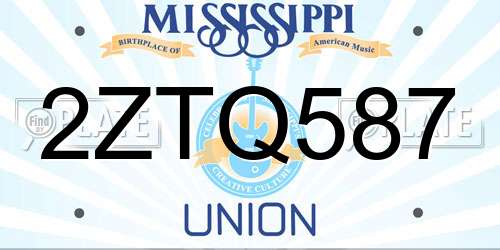 2ZTQ587 Mississippi License Plate