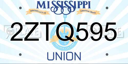 2ZTQ595 Mississippi License Plate
