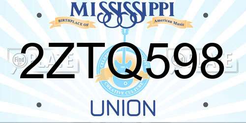 2ZTQ598 Mississippi License Plate