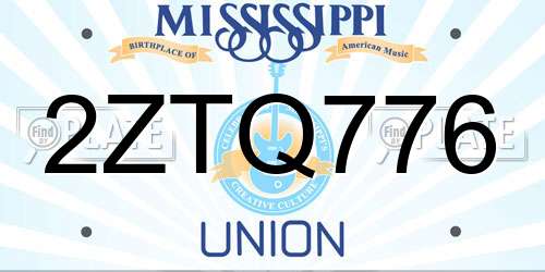 2ZTQ776 Mississippi License Plate