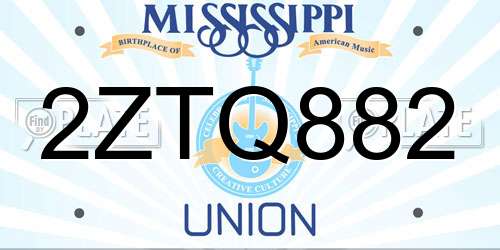 2ZTQ882 Mississippi License Plate
