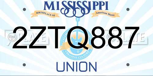 2ZTQ887 Mississippi License Plate