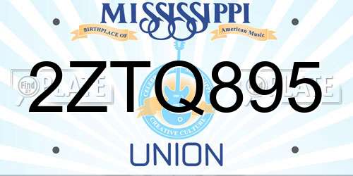 2ZTQ895 Mississippi License Plate
