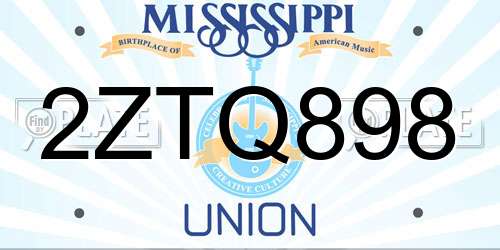 2ZTQ898 Mississippi License Plate