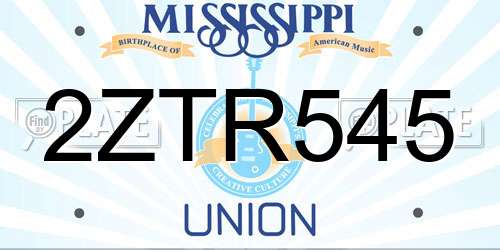 2ZTR545 Mississippi License Plate