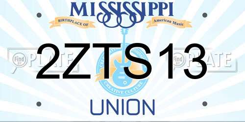 2ZTS13 Mississippi License Plate