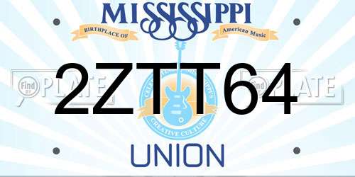 2ZTT64 Mississippi License Plate