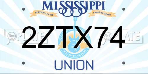 2ZTX74 Mississippi License Plate