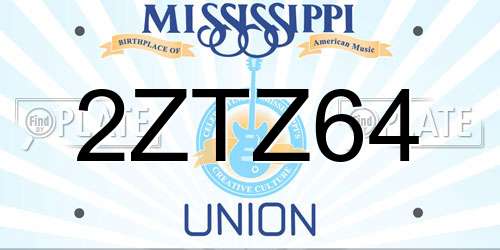 2ZTZ64 Mississippi License Plate