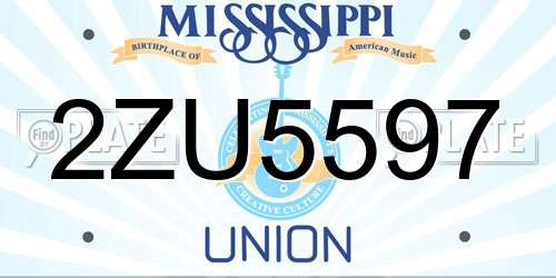 2ZU5597 Mississippi License Plate