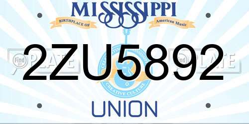 2ZU5892 Mississippi License Plate