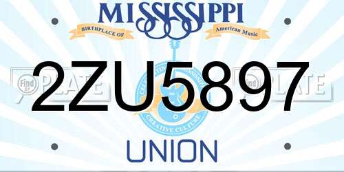 2ZU5897 Mississippi License Plate