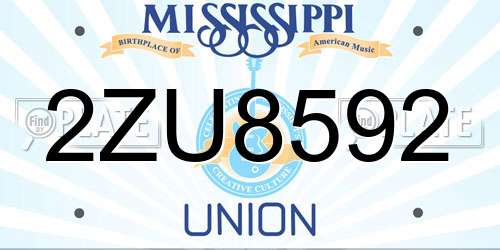 2ZU8592 Mississippi License Plate