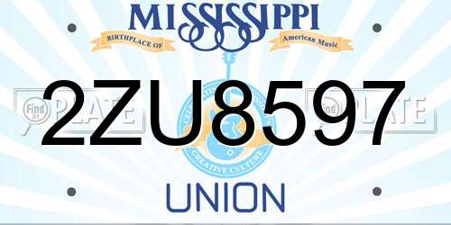 2ZU8597 Mississippi License Plate