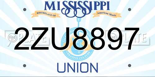 2ZU8897 Mississippi License Plate