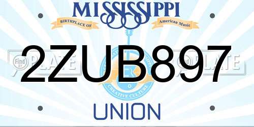 2ZUB897 Mississippi License Plate