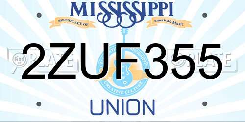 2ZUF355 Mississippi License Plate
