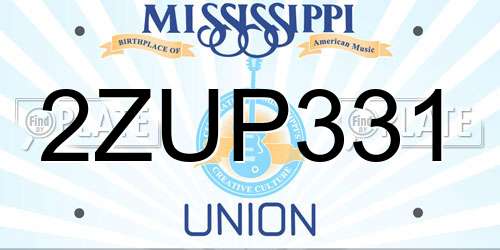 2ZUP331 Mississippi License Plate