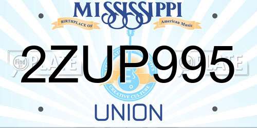 2ZUP995 Mississippi License Plate