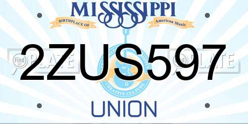 2ZUS597 Mississippi License Plate
