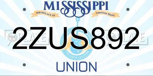 2ZUS892 Mississippi License Plate