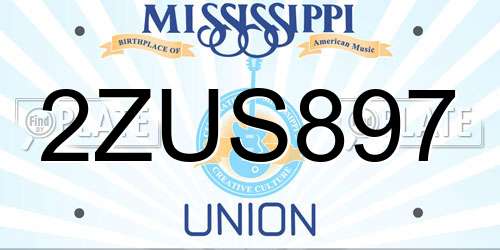 2ZUS897 Mississippi License Plate