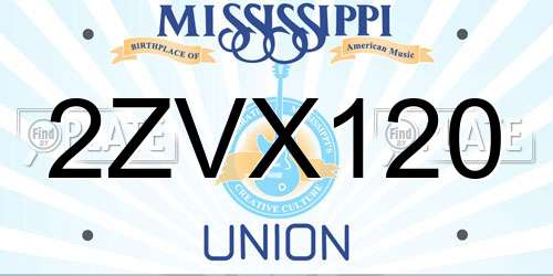 2ZVX120 Mississippi License Plate