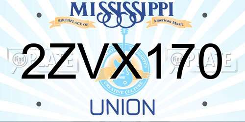 2ZVX170 Mississippi License Plate