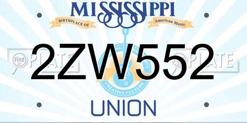 2ZW552 Mississippi License Plate