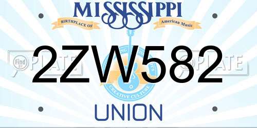 2ZW582 Mississippi License Plate