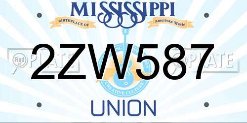 2ZW587 Mississippi License Plate