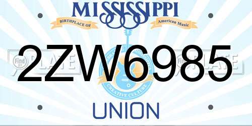 2ZW6985 Mississippi License Plate