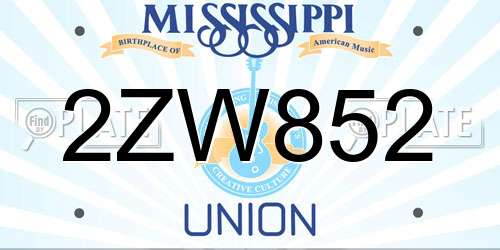 2ZW852 Mississippi License Plate
