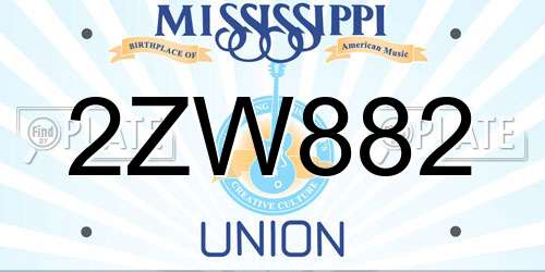 2ZW882 Mississippi License Plate