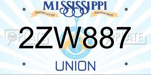 2ZW887 Mississippi License Plate