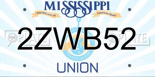 2ZWB52 Mississippi License Plate