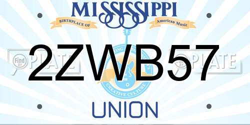 2ZWB57 Mississippi License Plate