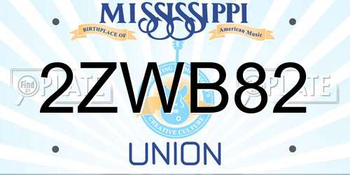 2ZWB82 Mississippi License Plate