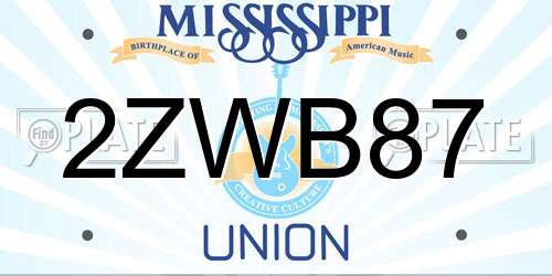 2ZWB87 Mississippi License Plate
