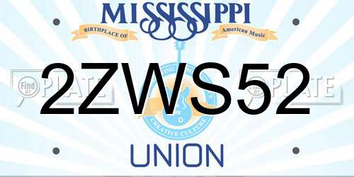 2ZWS52 Mississippi License Plate