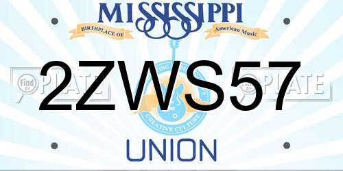 2ZWS57 Mississippi License Plate
