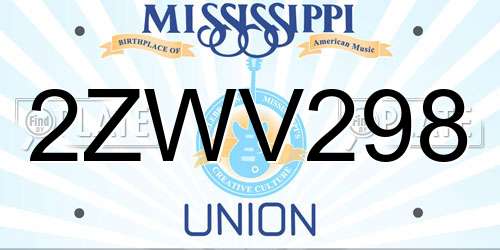 2ZWV298 Mississippi License Plate