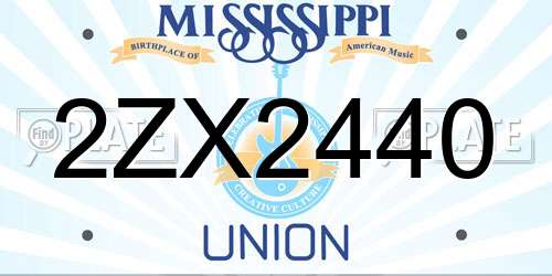 2ZX2440 Mississippi License Plate