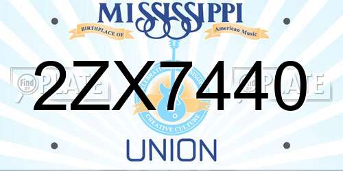 2ZX7440 Mississippi License Plate