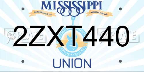 2ZXT440 Mississippi License Plate