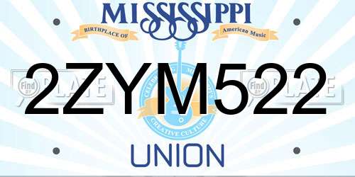 2ZYM522 Mississippi License Plate