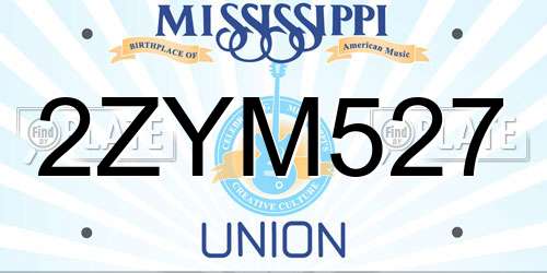 2ZYM527 Mississippi License Plate