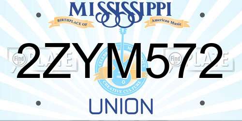 2ZYM572 Mississippi License Plate