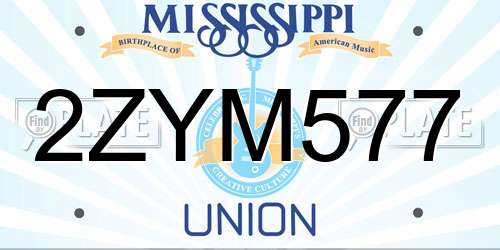 2ZYM577 Mississippi License Plate