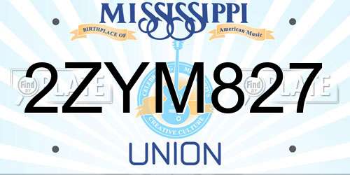 2ZYM827 Mississippi License Plate